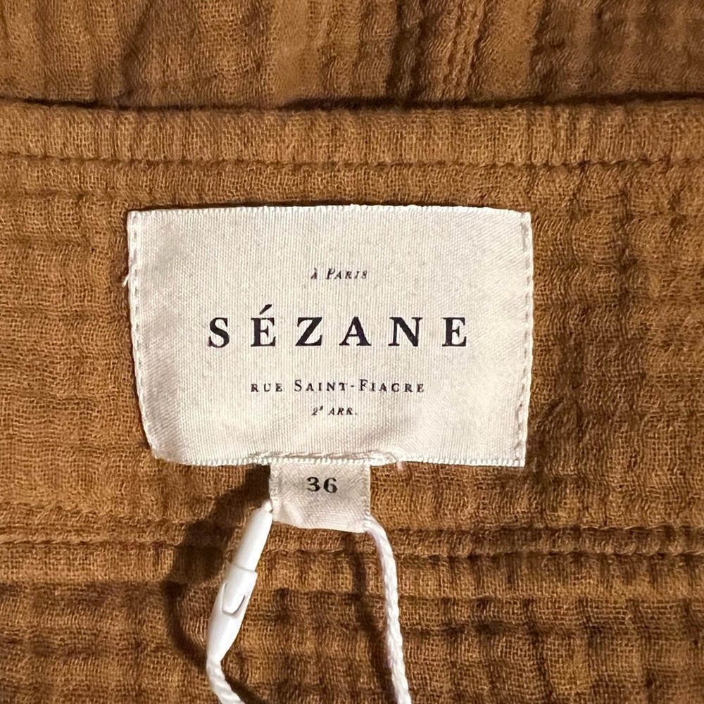 Sezane Mustard Button-Front Belted Romper - Picture 10 of 11